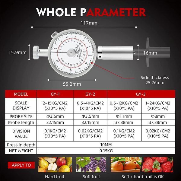 NEWTRY GY-3 Pénétromètre de fermeté des fruits pour déterminer le niveau de maturation des fruits (GY-3) – Image 7